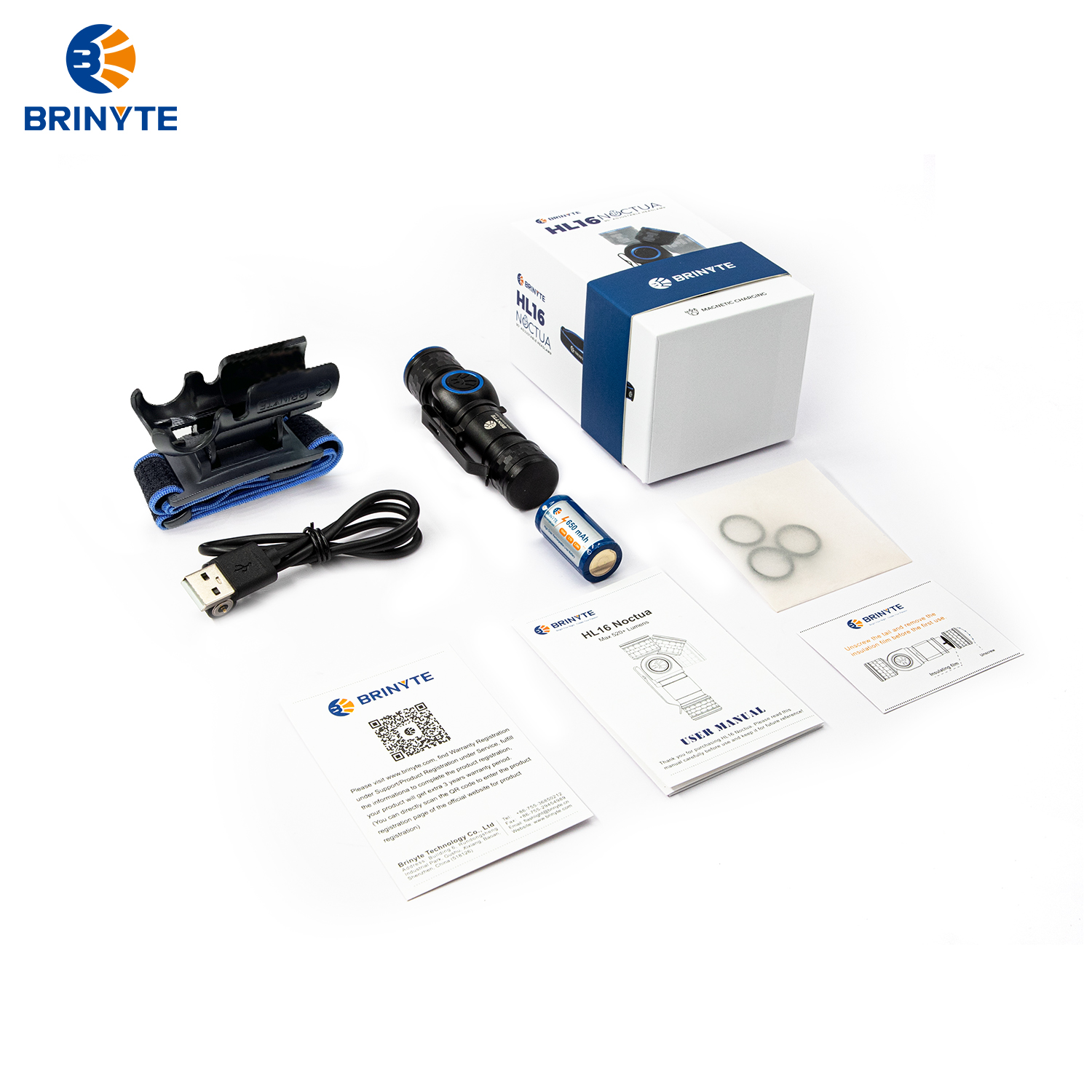 Brinyte HL16 Kopflampe mit verstellbarem Lichtwinkel und 520Lm