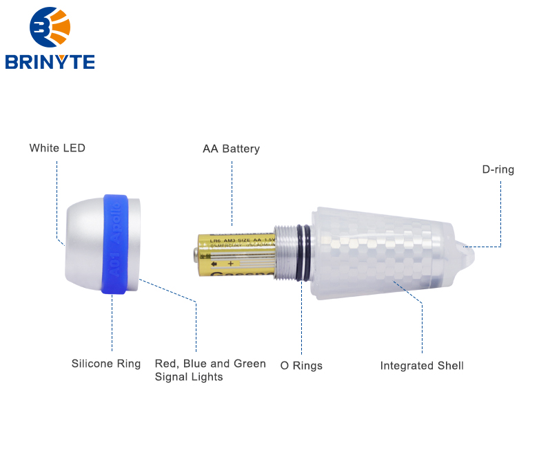 Brinyte A01 Tauchlampe mit 4 Farben & 8 Modi für Unterwasser