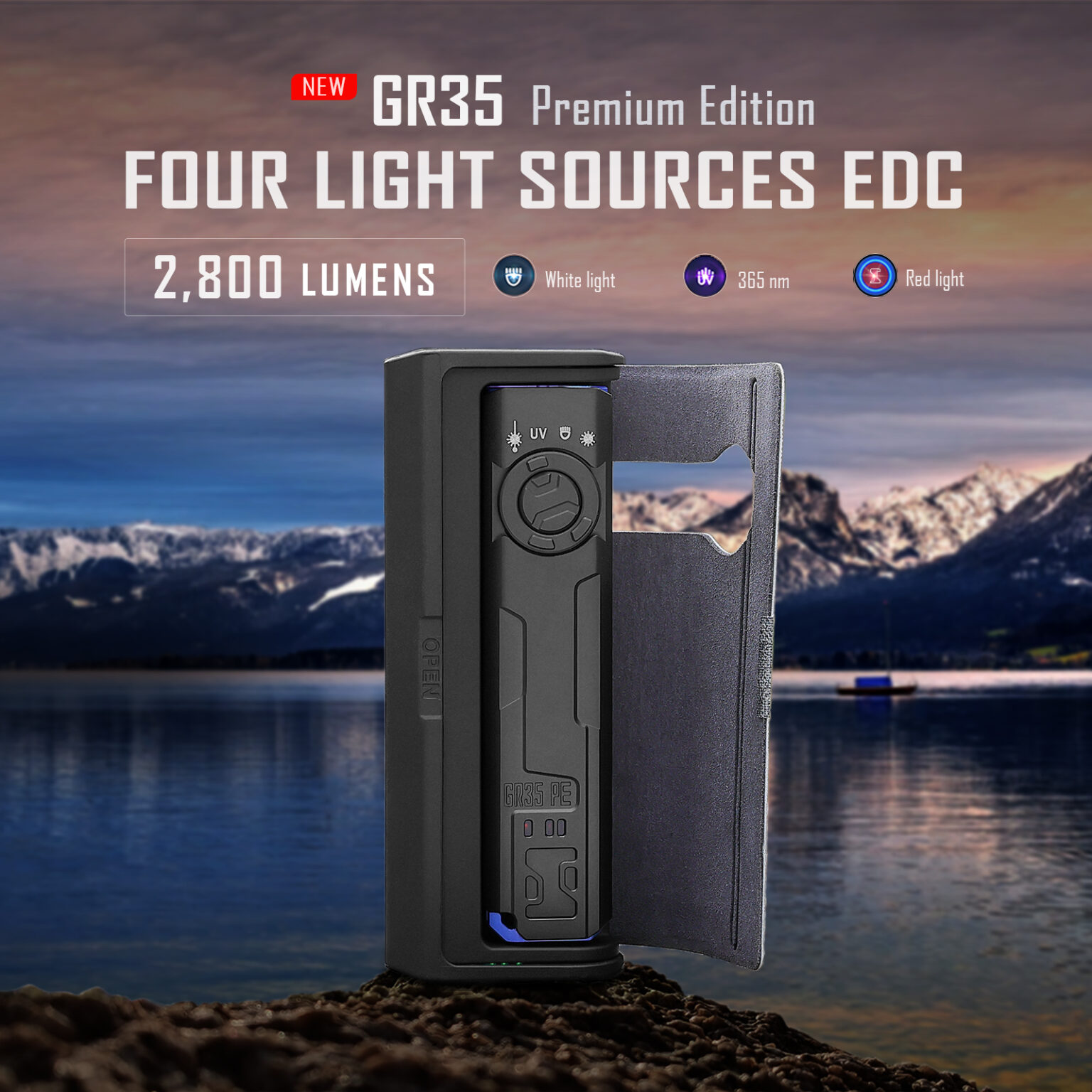 Imalent GR35PE EDC Taschenlampe mit LED, UV Licht & Laserfunktion