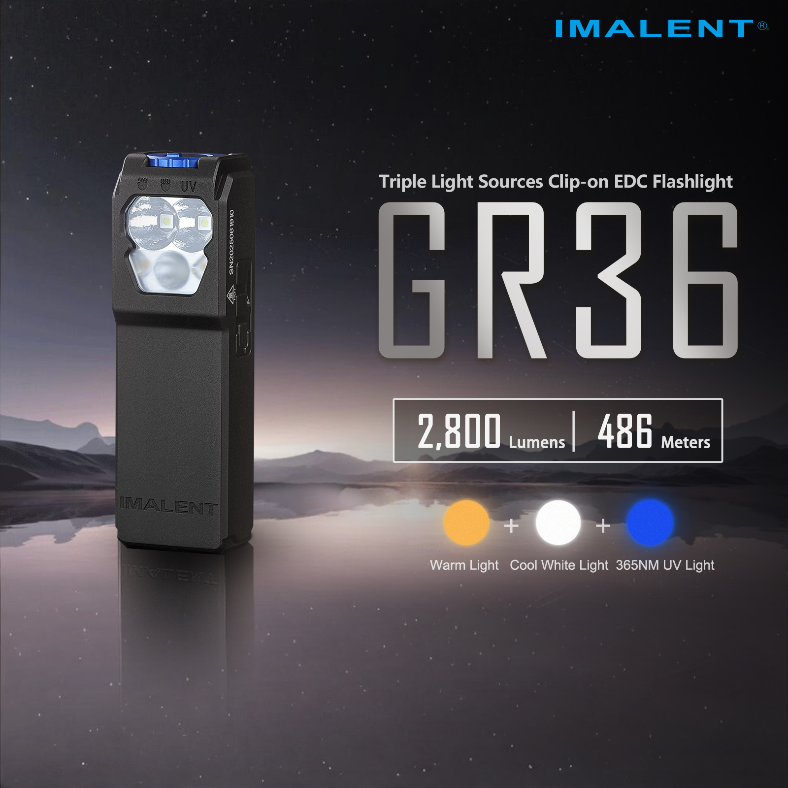 Imalent GR36 UV Taschenlampe – Leistungsstarke LED EDC Lampe mit UV Licht