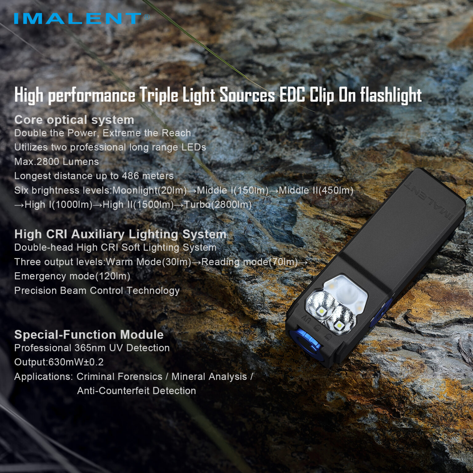 Imalent GR36 High Power UV Taschenlampe – Perfekt für EDC, Outdoor & Prüf