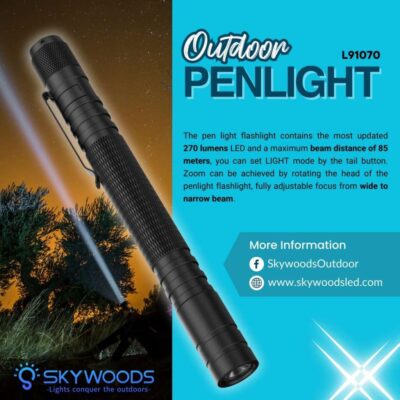 Skywoods Stiftlampe FIX P5 360 lm – kompakte LED Taschenlampe mit Zoom-Funktion